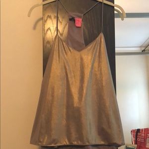 Tibi Metallic Gold Tank Size S